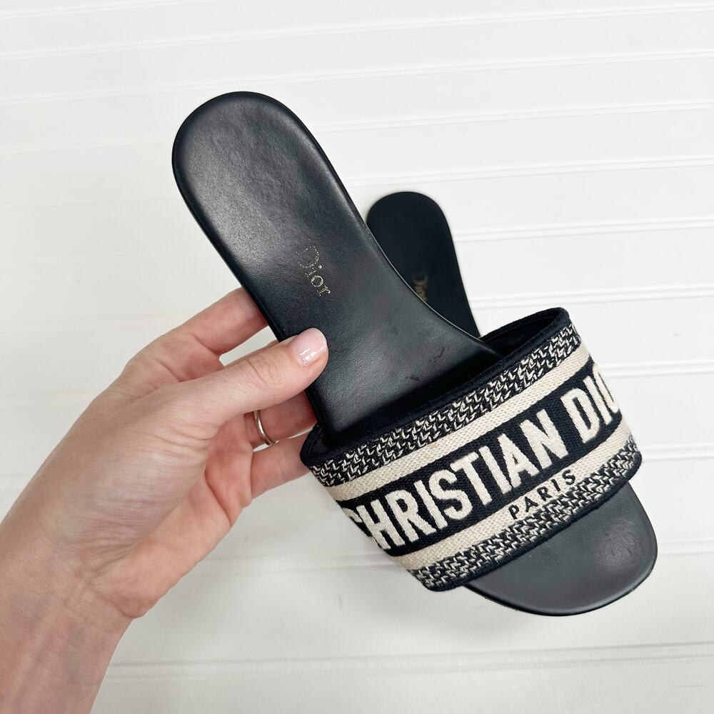 Dior Black & White Paris Slide Sandals - Picture 2 of 9